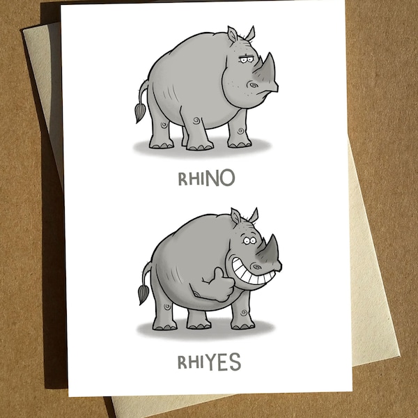 Rhino Pun Carte de vœux d'anniversaire A6