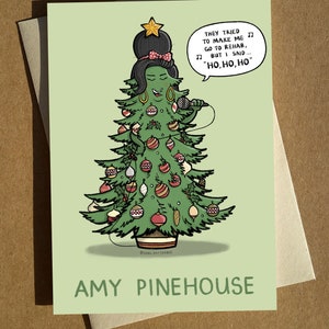 Amy Winehouse Cartoon Pun Christmas Card A6