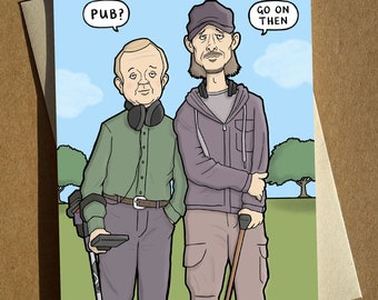 Detectorists Illustrated Birthday Anytime Greeting Card A6 - Andy and Lance - Father's Day