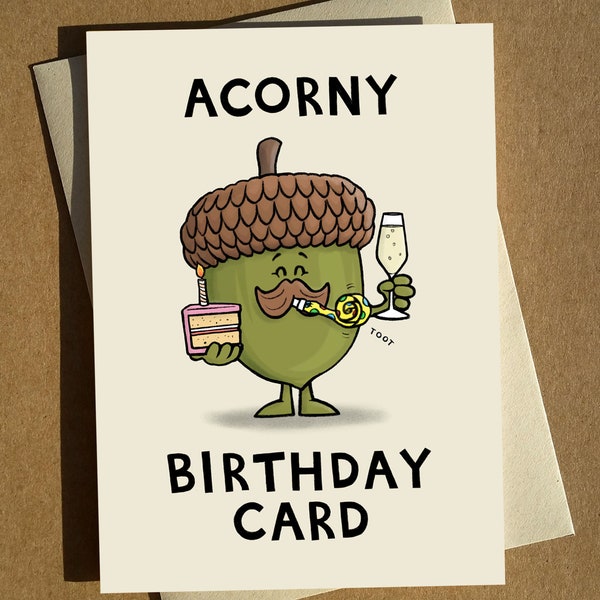 Corny Acorn Birthday Pun Greeting Card A6 | Funny Birthday Card | Cartoon Pun Card | Humour Card | Tree Card