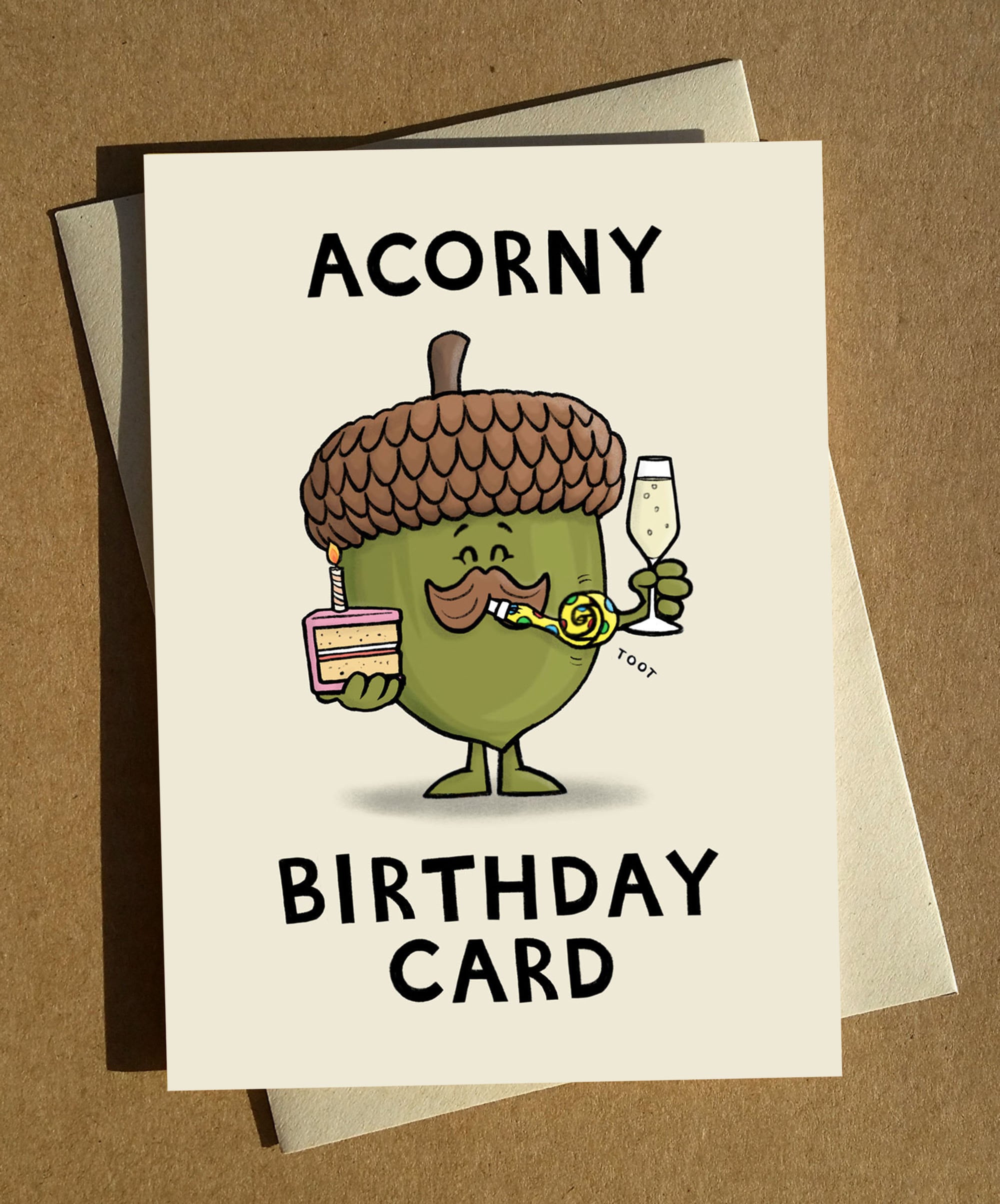 Corny Acorn Birthday Pun Greeting Card A6 | Funny Birthday Card | Cartoon Pun Card | Humour Card | Tree Card