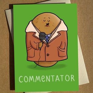 Carte de voeux A6 de calembour de football de football de pomme de terre | Carte d'anniversaire drôle | Jeu de mots de dessin animé | carte sportive | Carte d'humour de John Motson | Carte grossière