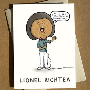 Jeu de mots dessin animé Lionel Richtea A6 - Carte de voeux drôle Lionel Richie Commodores, musique et humour