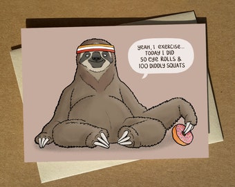 Lazy Sloth Birthday Greeting Card A6