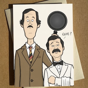 Carte de voeux d'anniversaire Basil et Manuel Fawlty Towers A6