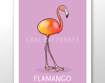 Flamingo Mango Pun Wall Signed Art Print