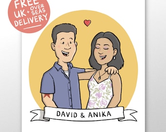 Custom Couple Portrait | Illustrated Anniversary Gift