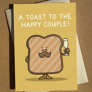 Toast de mariage dessin animé jeu de mots carte A6 - carte de mariage - carte de fiançailles - carte d'anniversaire