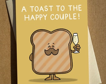 Wedding Toast Card: Funny Cartoon Anniversary or Engagement Card