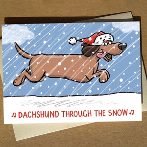 Dachshund Cartoon Pun Christmas Card A6 - Funny Dog Humour Xmas Card