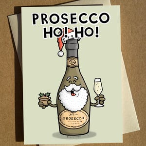 Carte de Noël A6 Prosecco Santa Pun | Fête | Fizz | Alcool | Alcool