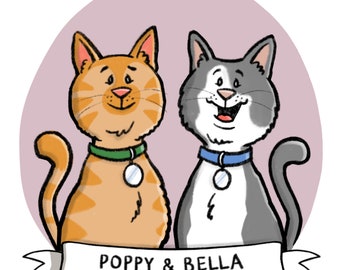 Custom Pet Portrait: Illustrated Pet Drawing, Unique Wall Art