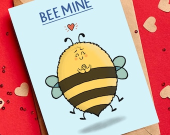 Tarjeta de felicitación grande con un juego de palabras de abejas (A5) - Compromiso, Aniversario, San Valentín, Amor, Dibujo animado divertido