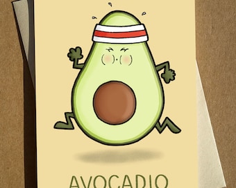 Avocado Running Pun Birthday Greeting Card A6