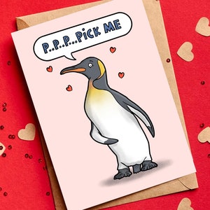 Large Penguin Pun Greetings Card A5 - Engagement / Anniversary / Valentine&#39;s / Love / Funny Cartoon