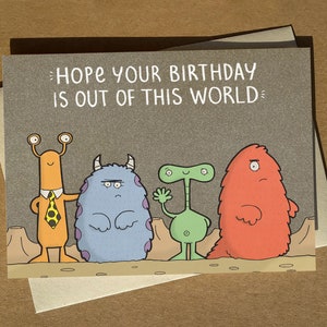 Alien Birthday Card A6 | Children's Funny Birthday Cards | Kid's Space Card | Humour Birthday Cards