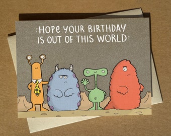 Alien Birthday Card A6 | Children's Funny Birthday Cards | Kid's Space Card | Humour Birthday Cards