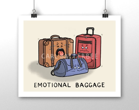 Emotional Baggage Pun Signed Art Print