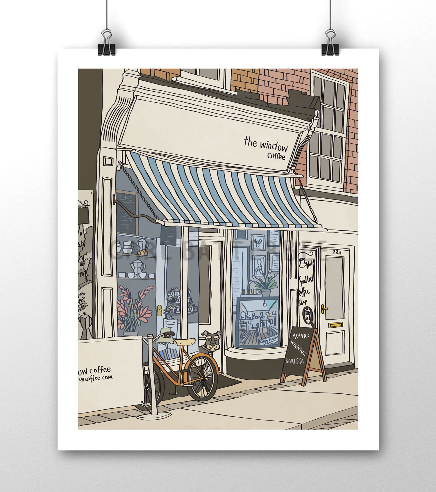 Coffee Shop Signed Illustration Art Print - Etsy