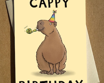 Capybara Birthday Card: Funny Cartoon Pun Greeting Card