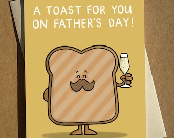 Father's Day Toast Pun Cartoon Card A6