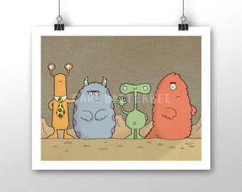 Alien Dudes - Illustration Signed Art Print