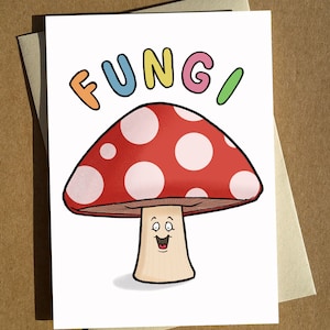 Jeu de mots champignon champignon vénéneux dessin animé calembour carte de voeux d'anniversaire à tout moment A6