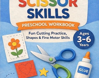 Preschool Scissor Skills Workbook, Ages 3-6, Cutting Practice (PDF Download)