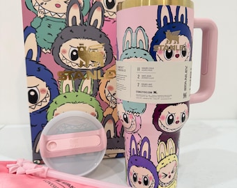 Kawaii Monster 40oz Tumbler: Laser Engraved Pastel Drinkware
