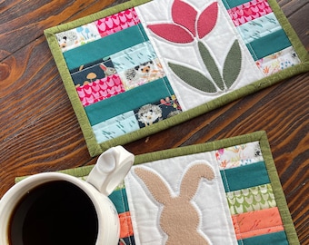 Bunny & Blooms Mug Rugs pattern (PDF digital file)