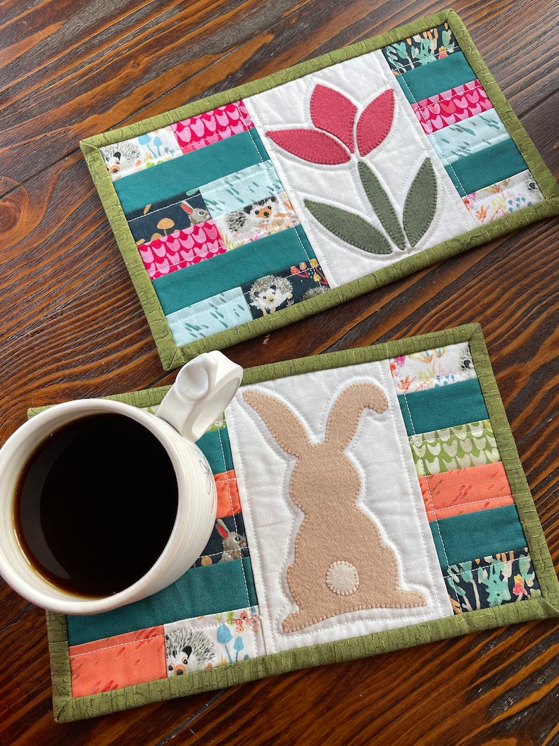 Bunny & Blooms Mug Rugs Pattern PDF Digital File Etsy