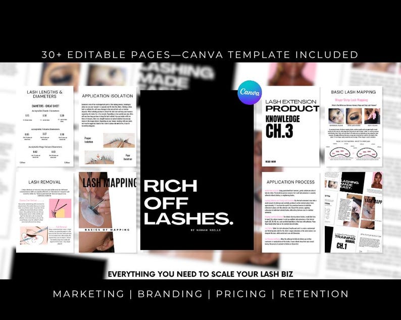 Lash Pages Lash Training Manual | Eyelash Extension Course, Editable Canva Ebook ...
