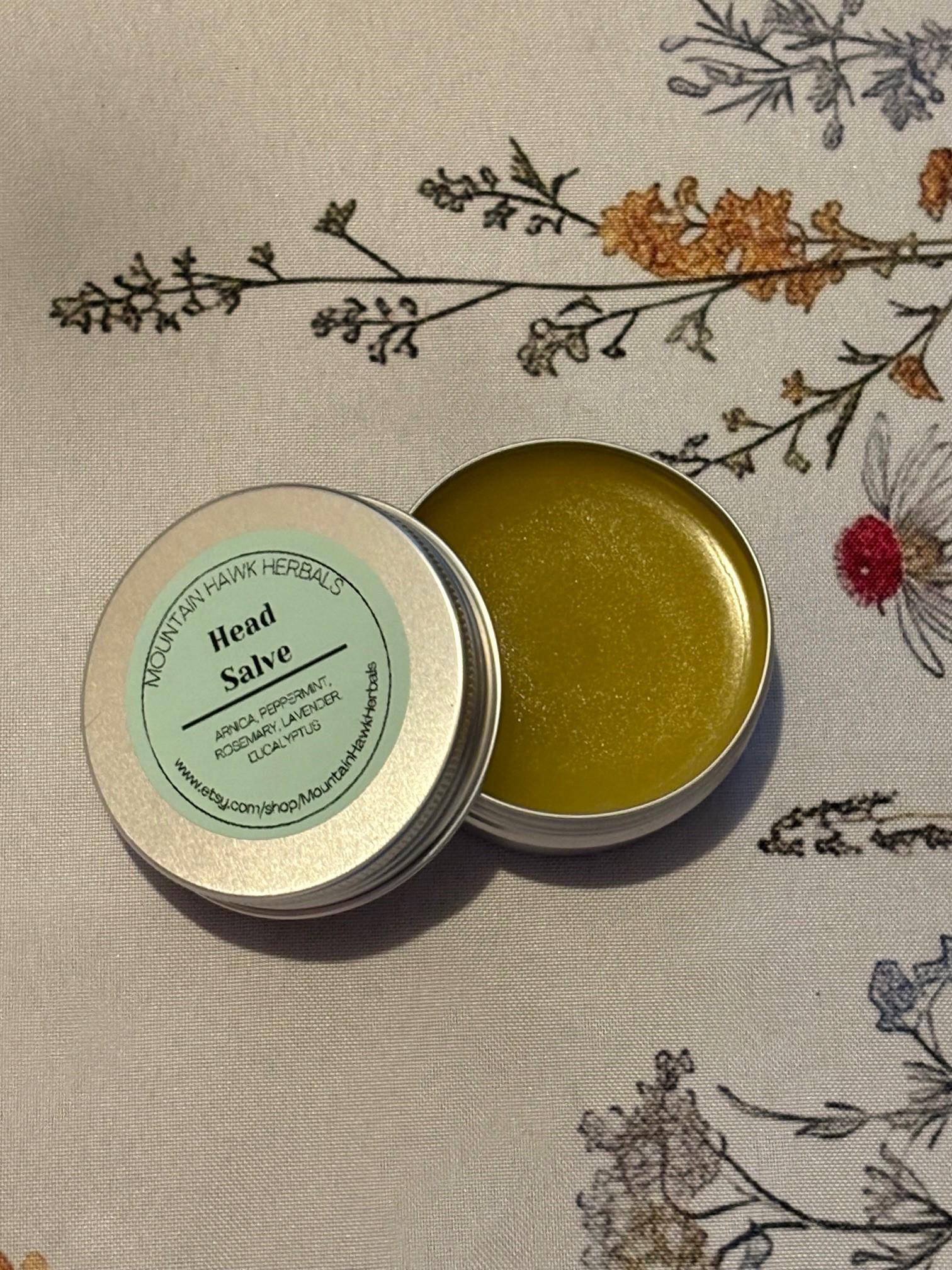 Botanical Head Salve: White Willow Bark, Peppermint, Lavender, Rosemary, Eucalyptus - Thumbnail 4