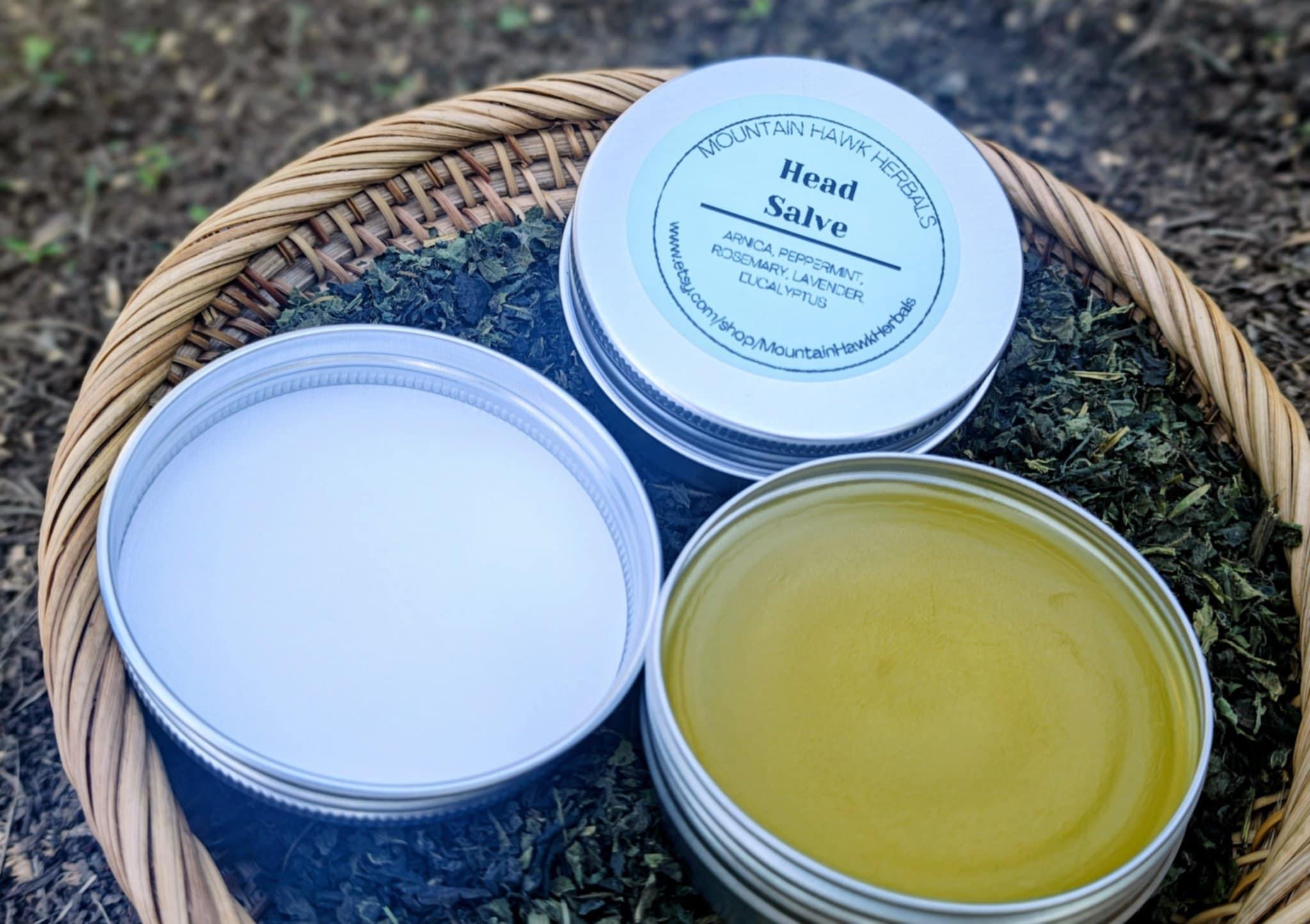 Botanical Head Salve: White Willow Bark, Peppermint, Lavender, Rosemary, Eucalyptus - Thumbnail 2