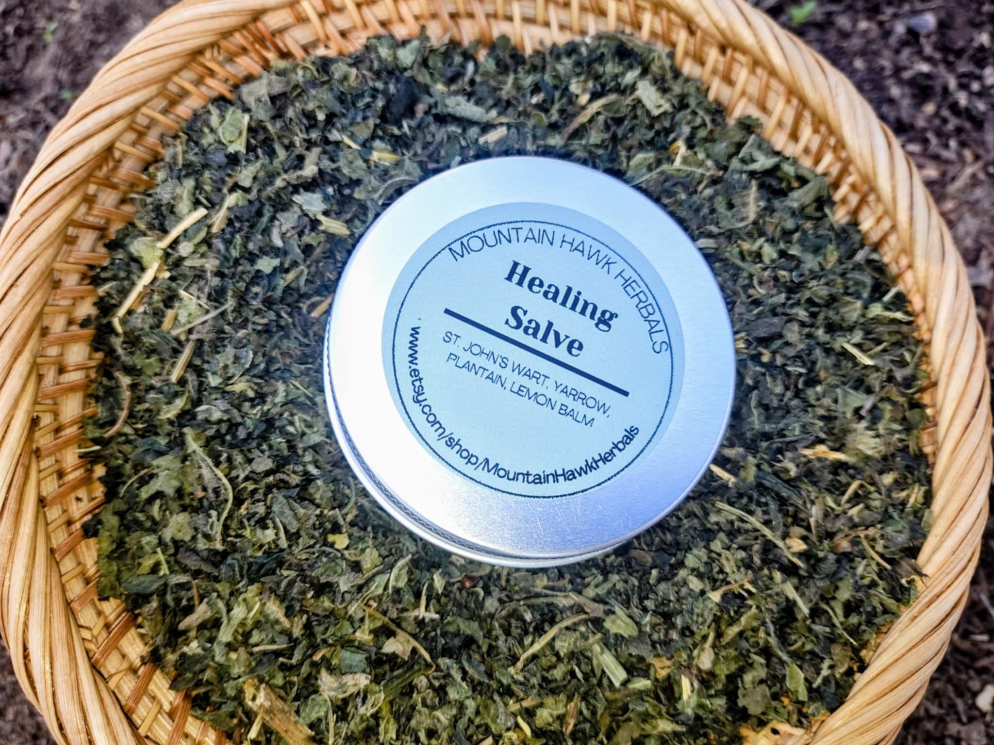 Healing Salve: St. John's Wort, Yarrow, Plantain, Lemon Balm