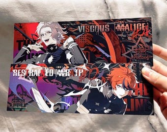 Eito Aotsuki & Takumi Sumino Holographic Ticket | Double-Sided Collectible Card | The Hundred Line: Last Defense Academy by @shiosakana1998