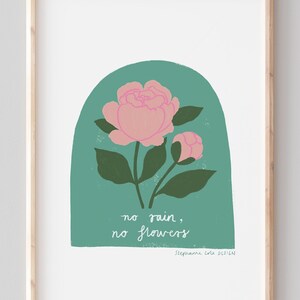 MAY A5 Giclee print: No Rain No Flowers Peony Botanical Illustration