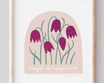 APRIL A5 Giclee Druck: Magic is Everywhere Snakeshead Fritillary Botanische Illustration