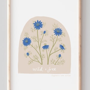 JUNE A5 Giclee print: Wild + Free Love in the Mist Botanical Flowers Illustration