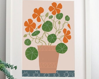 Kapuzinerkresse Blumentopf A4 Giclee Art Print