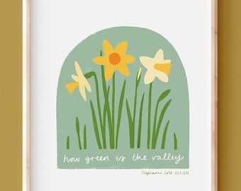 MARCH A5 Giclee print: How Green is the Valley Daffodils Illustration