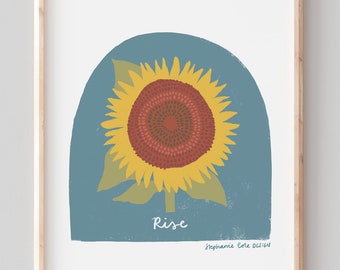 AUGUST A5 Giclee print: Sunflower Botanical Illustration