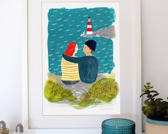 A4 Giclee print: You, Me + the Sea