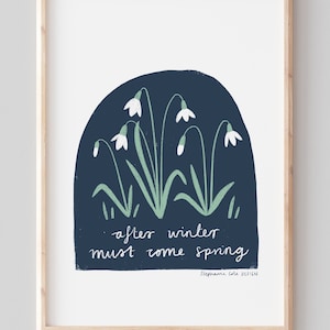 JANUARY A5 Giclee print: After Winter Must Come Spring Snowdrops Illustration image 1