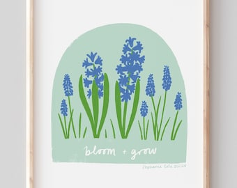 FEBRUARY A5 Giclee print: Bloom + Grow Spring Flowers Illustration