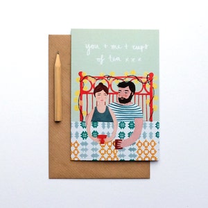 Illustrated You, Me & Cups of Tea Romantic Card image 1