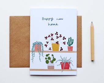 New Home Illustrated House Plants Card