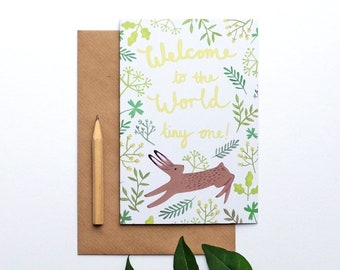 Illustrated Welcome to the World Baby Card
