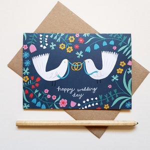Happy Wedding Day Illustrated Bird Alternative Wedding Card Same Sex