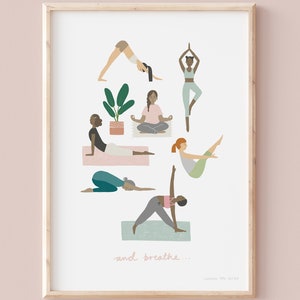 A3 'And Breathe' Namaste Yoga Art Print image 1